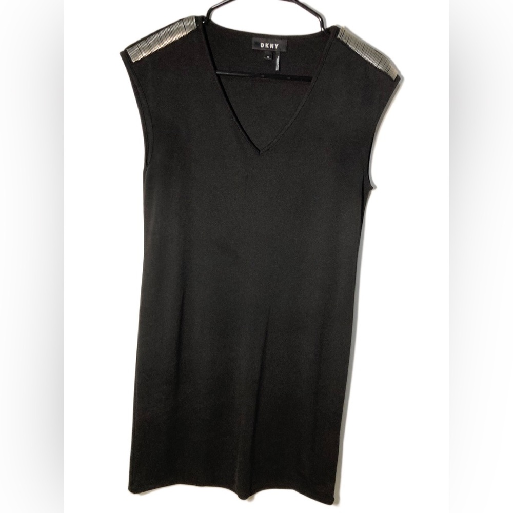 DKNY Sleeveless Cocktail Dress - Silver Shoulder Accents Women Size XS Designer